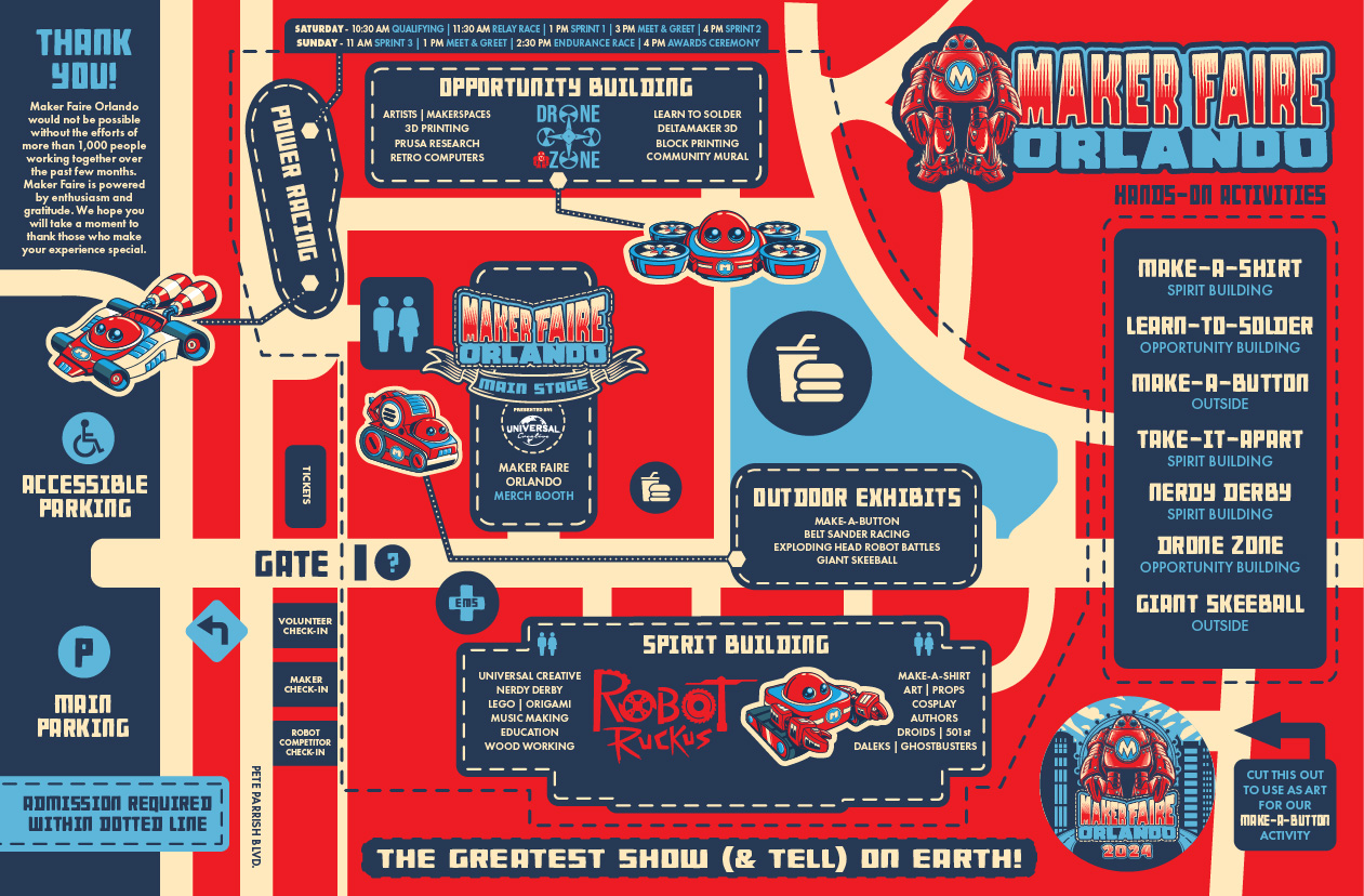 Maker Faire Orlando 2023 event program page 1