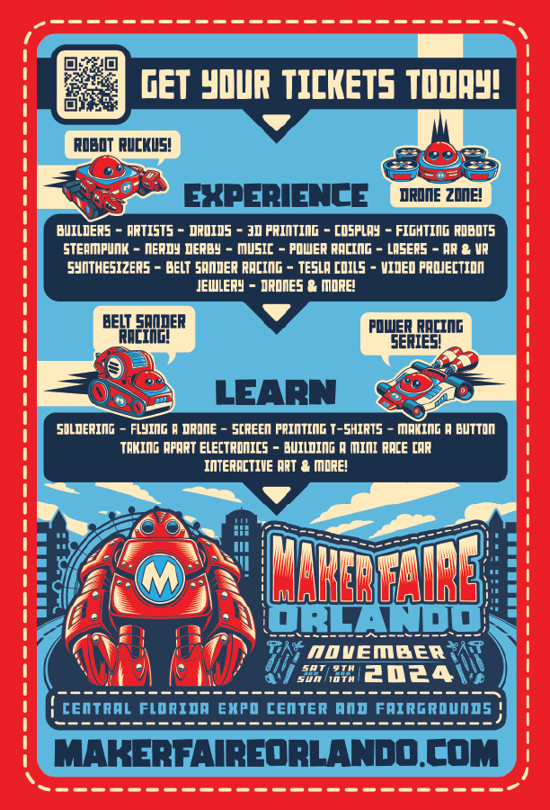 Maker Faire Orlando postcard - back